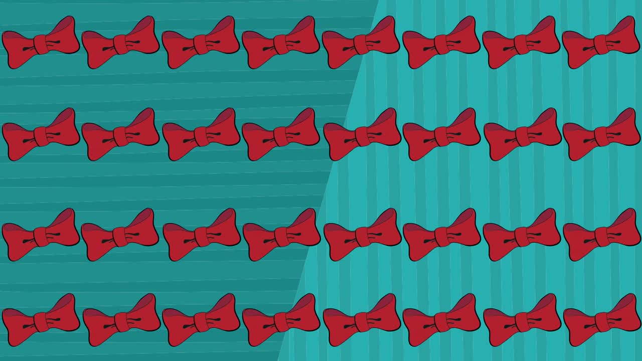 animación de pajaritas rojas repetidas y en movimiento sobre un fondo azul abstracto