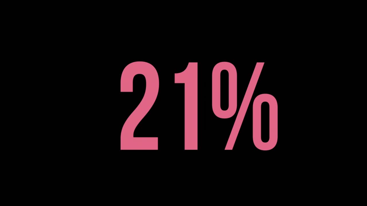 porcentaje rosa aumentando de 0% a 100% contra la pantalla negra
