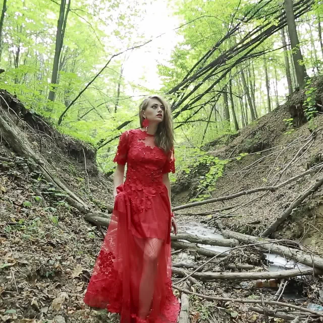 Gorgeous Lady In A Mysterious Foggy Forest