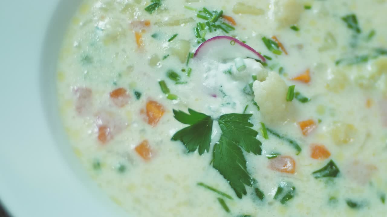 sopa de verduras con verduras y salsa