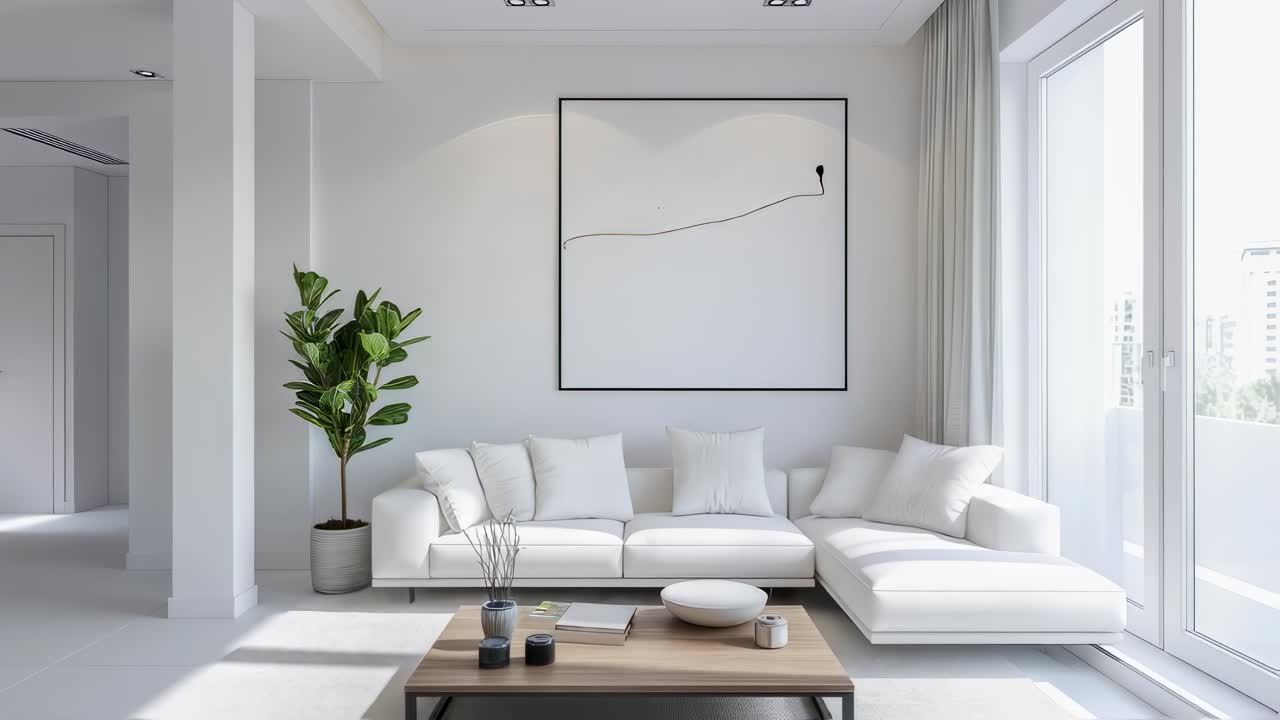 sala de estar blanca minimalista moderna