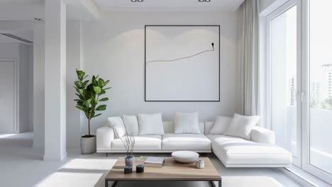 modern minimalist white living room