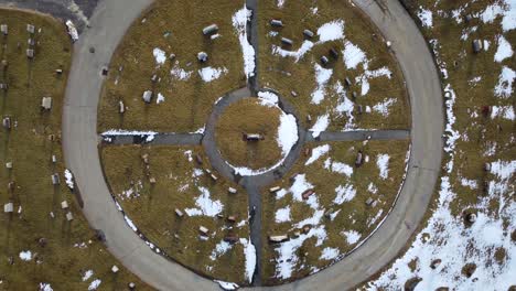 Aerial-top-down-view-of-graves-in-the-cemetery