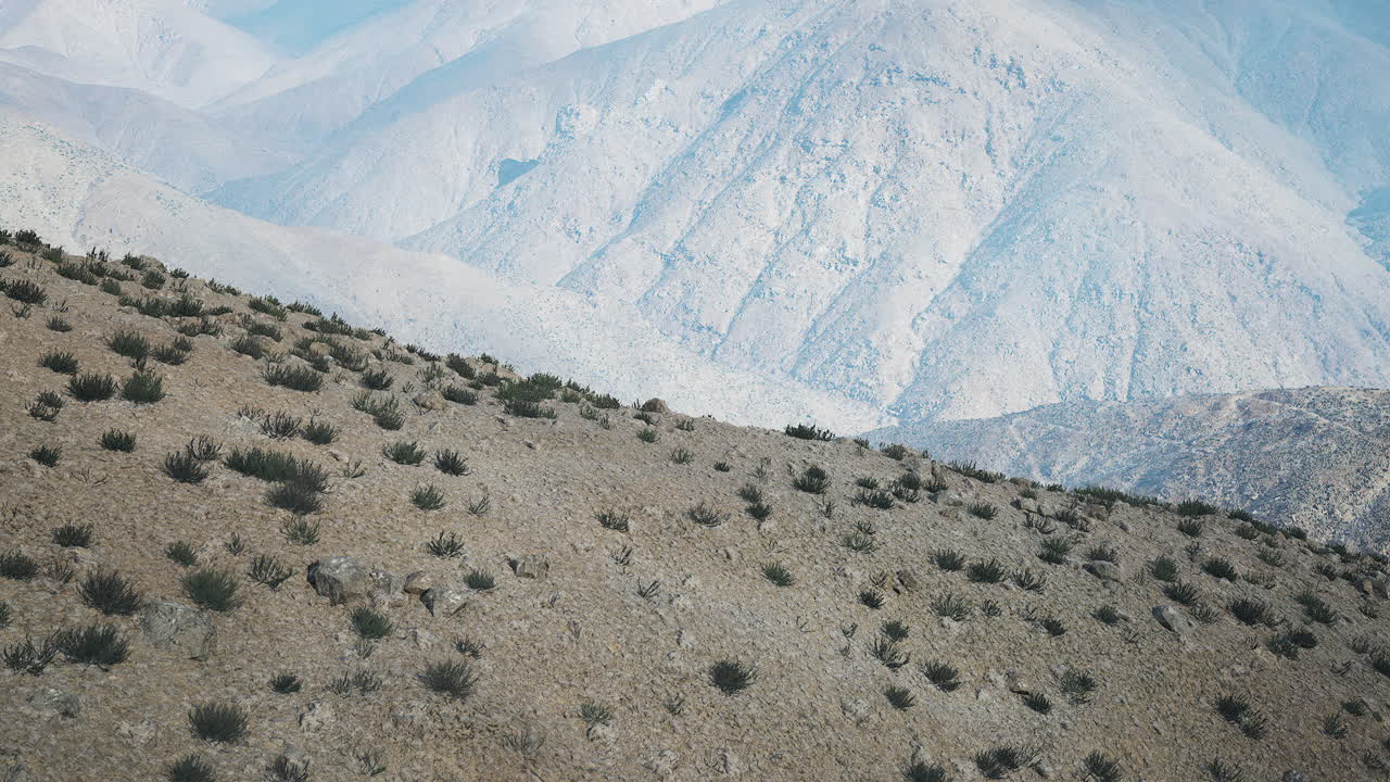 Paesaggio montano roccioso con vegetazione rada in condizioni aride