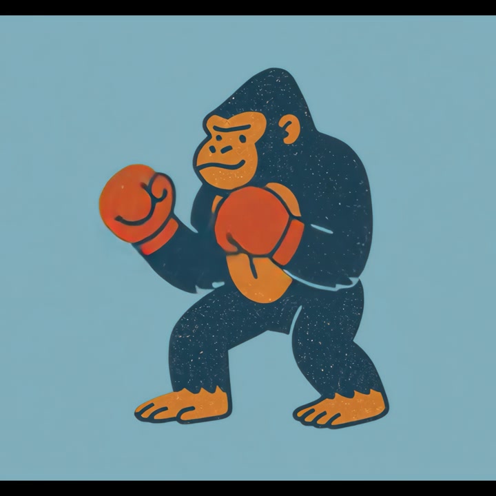 Illustrazione animata di un gorilla con guantoni da boxe