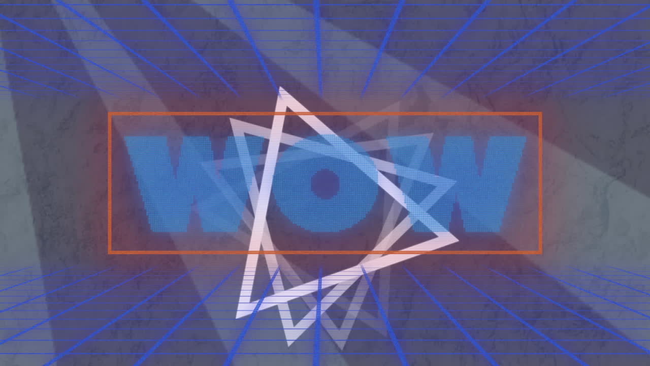 animación de texto wow sobre formas y triángulos