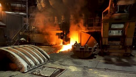 steel casting process in a factory