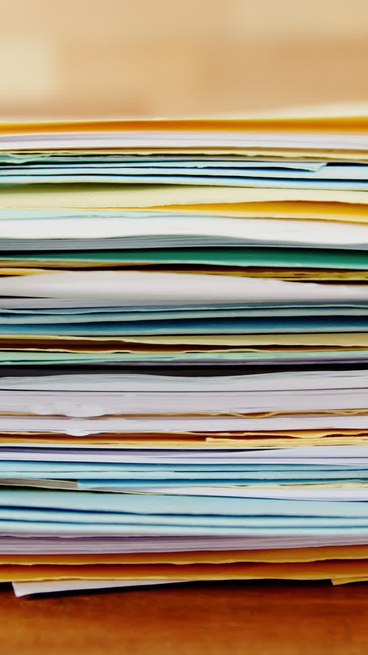 Stack of files on table