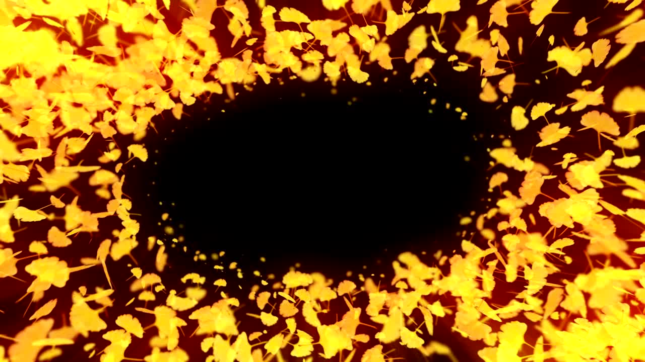 가을 잎의 스핀, 고, cg 애니메이션, 루프