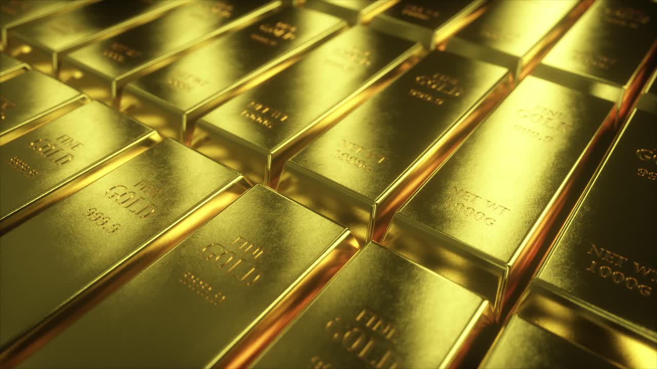 Una pila de barras de oro