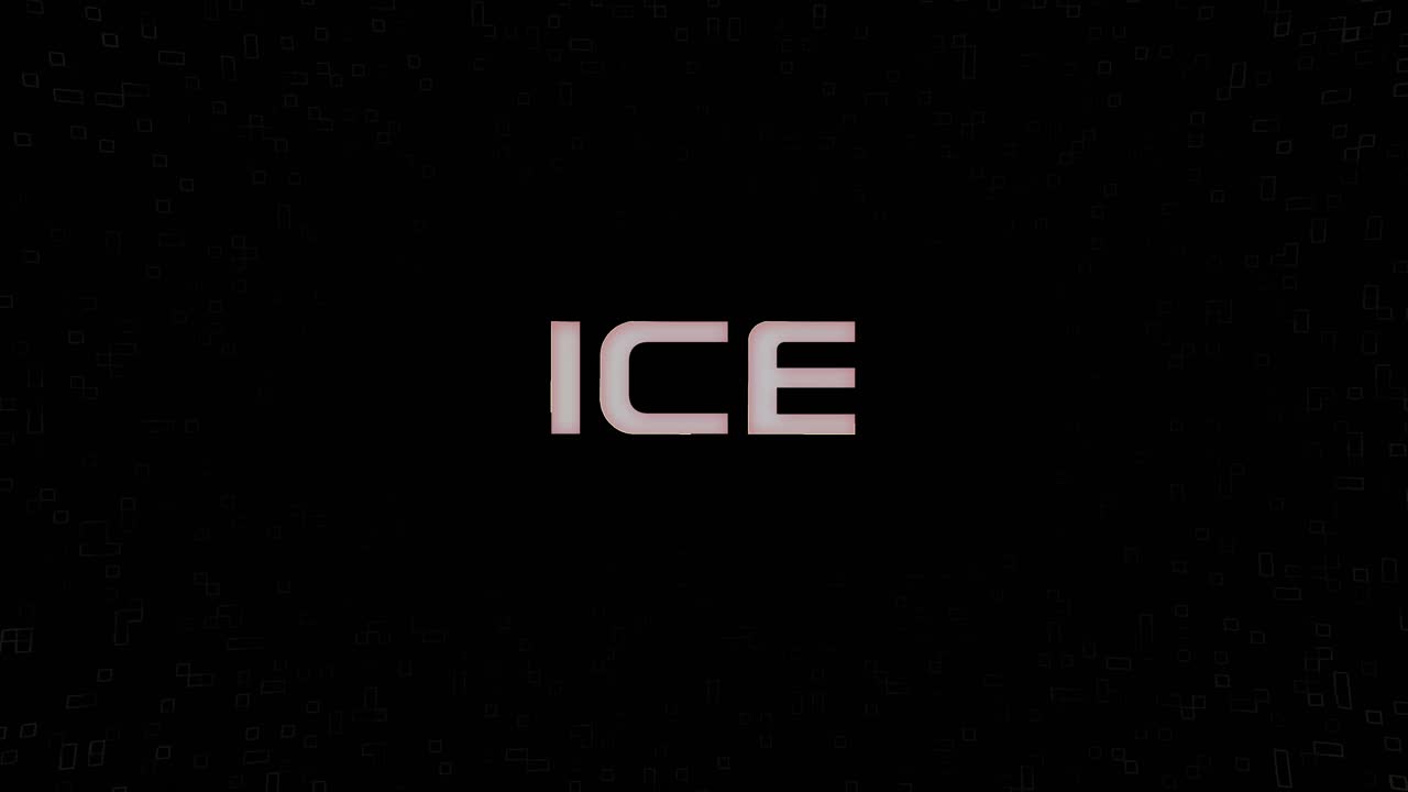 Electrified flashing ICE animated graphic in white yellow and black