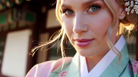 woman in traditional korean hanbok