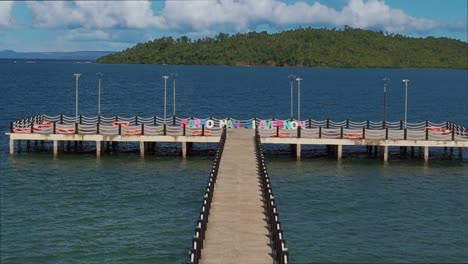 aerial of boardwalk of garbo nan clavernon in surigao del norte, philippines