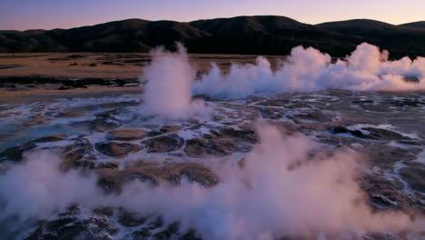 icelandic geothermal landscape at sunrise/sunset