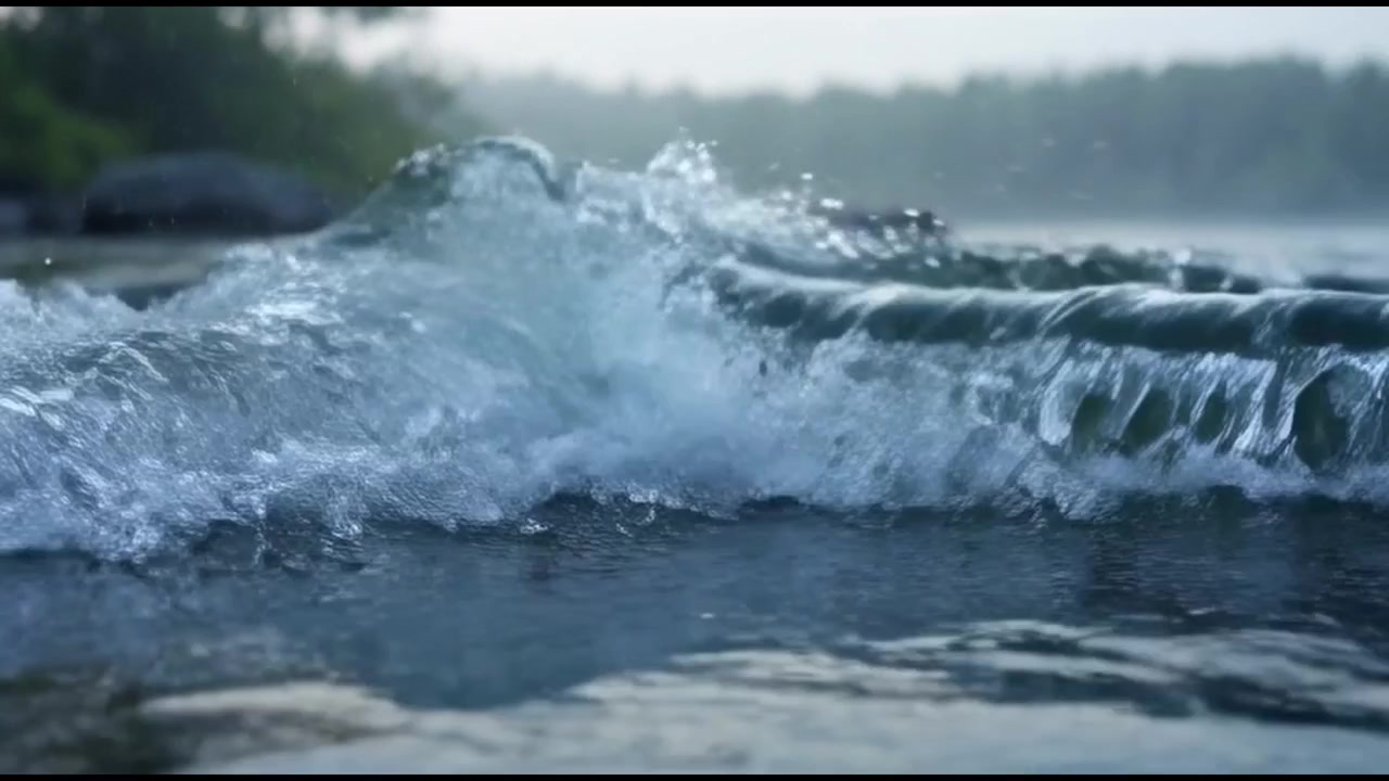 Water Ripple Expanding into Flowing River Current