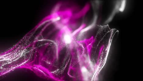 a dynamic burst of shimmering particles disperses, creating an energetic, glowing visual with vibrant movement and fading trails.
