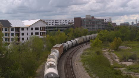 Establishing-shot-of-train-on-train-track