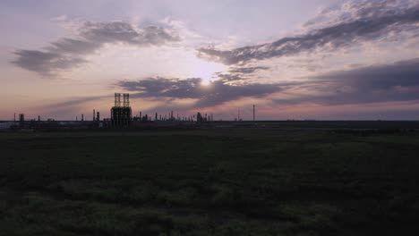 silhouette of industrial facility near bridge city texas