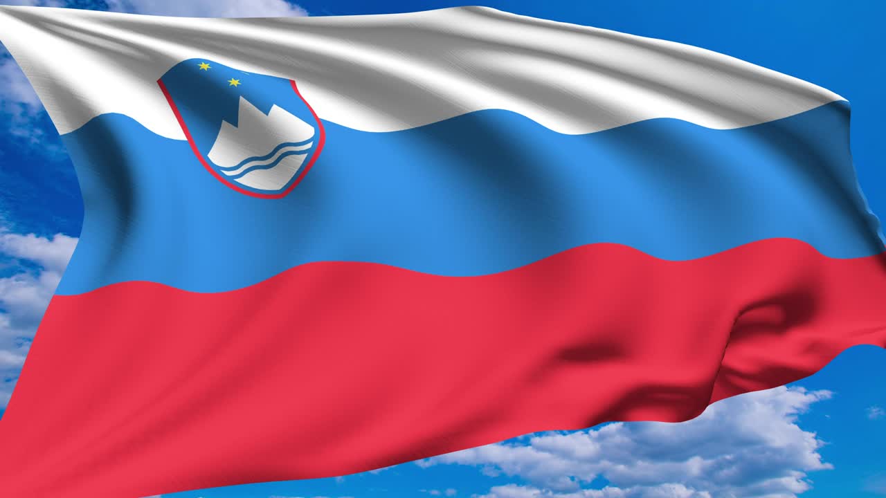 구름이 가득한 하늘에 대한 슬로베니아의 발 (알파 채널, 루프 가능)