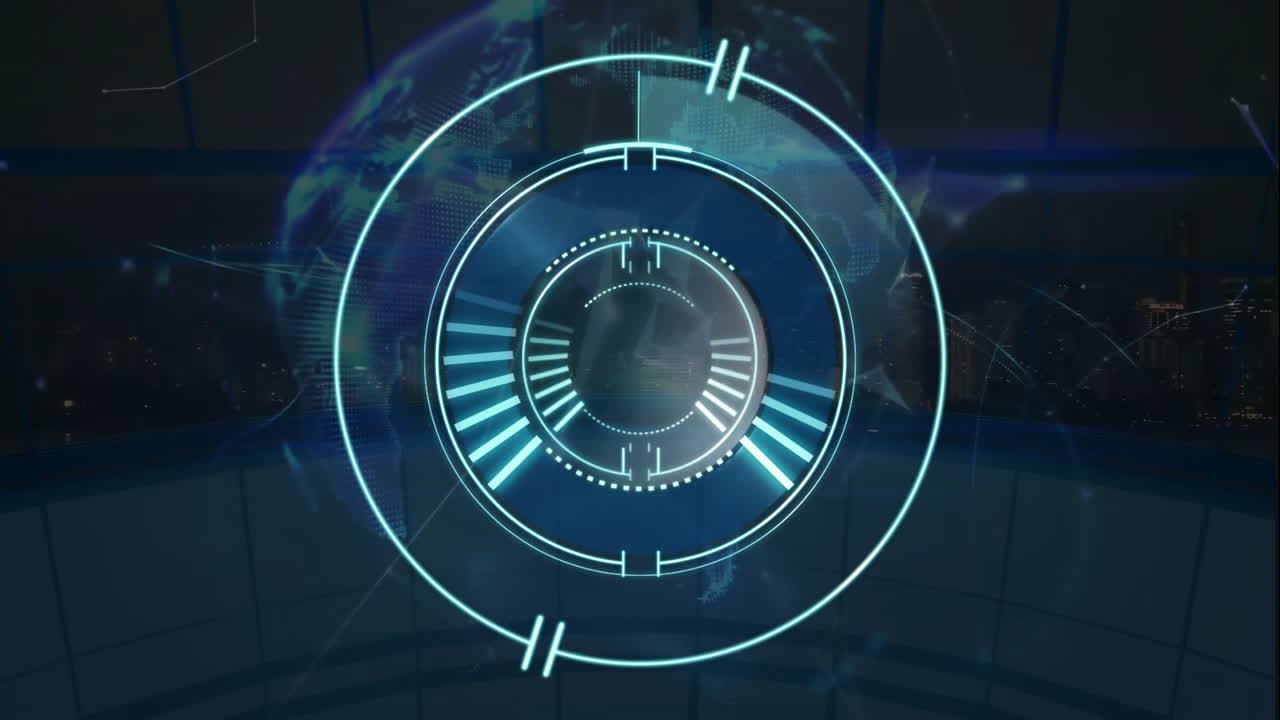 animación de escaneo de alcance y red de conexiones en todo el mundo