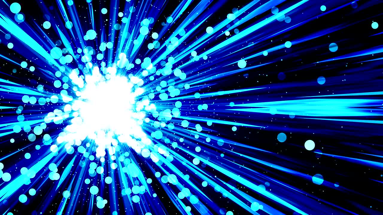 우주에서의 스타버스트 광선 - 만화  루프 애니메이션 - 미래 기술 개념 배경 - 선으로 된 폭발 별