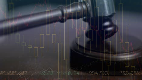 animación de las estadísticas y el procesamiento de datos financieros sobre el martillo del subastador