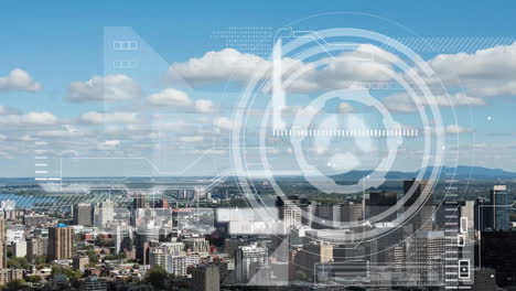 Animation of scope and data processing over cityscape
