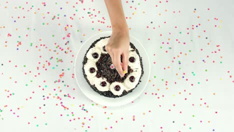 chocolate cake with candles