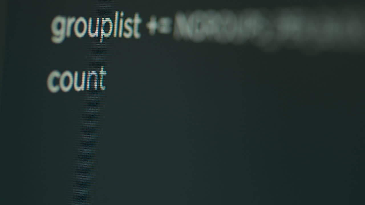 Security database written on computer monitor to develop programming language