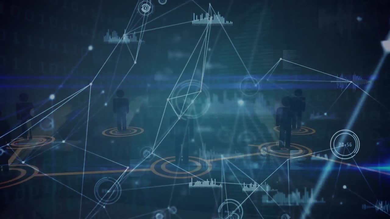 연결 네트워크를 통해 사람 아이콘의 애니메이션