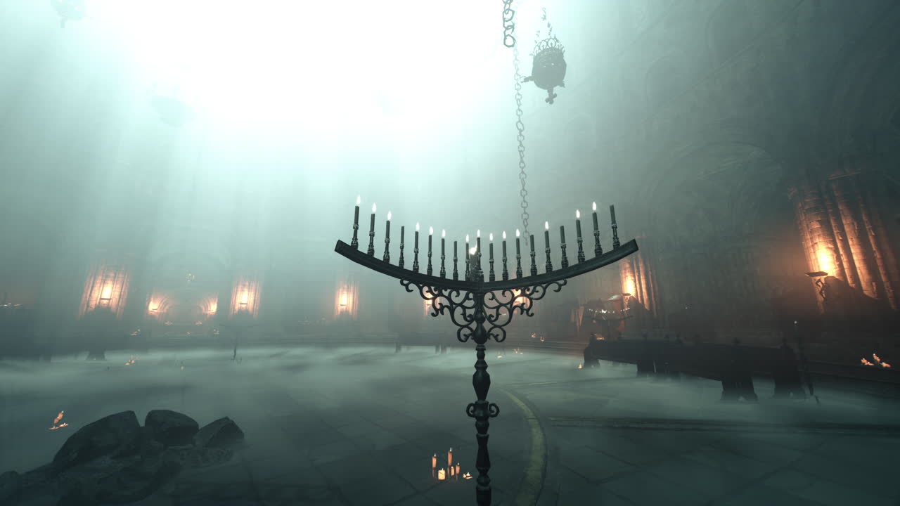 y oscuro interior gótico de la catedral