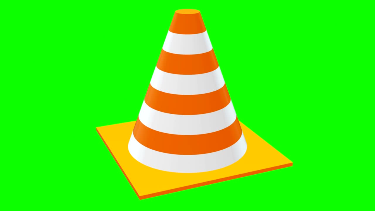 초록색 화면에서 회전하는 오렌지색과 색의 도로 코너