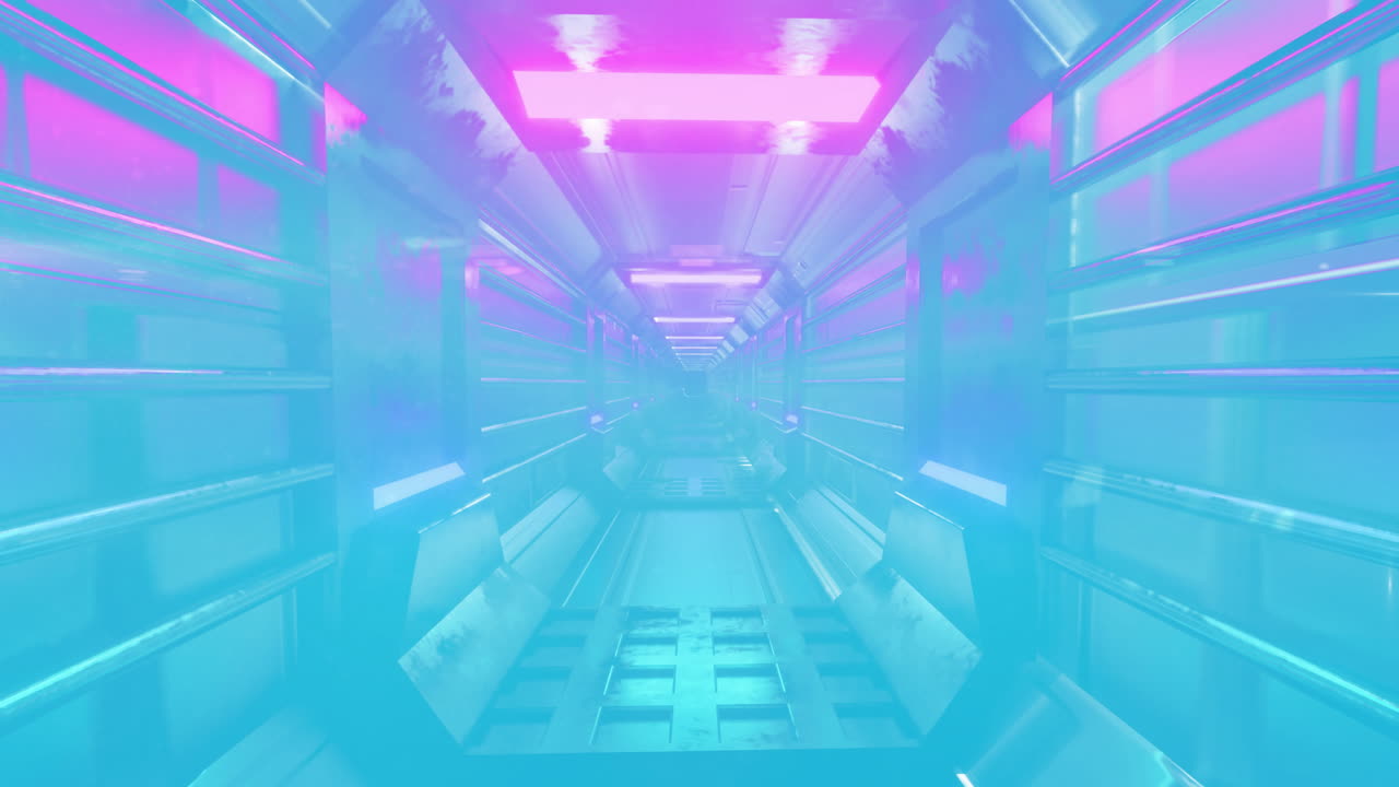 파란색 배경에 디지털 터널의 애니메이션