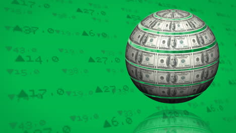 dollar bills formed like a globe in green background