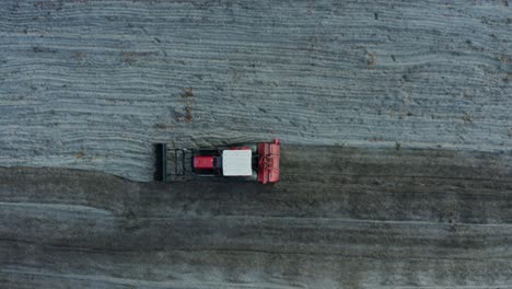 aerial view of tractor working in a field