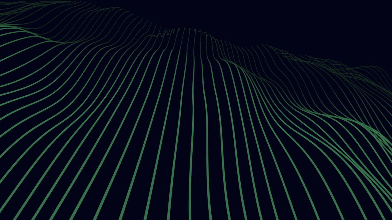 Captivating green wave of overlapping lines on black background