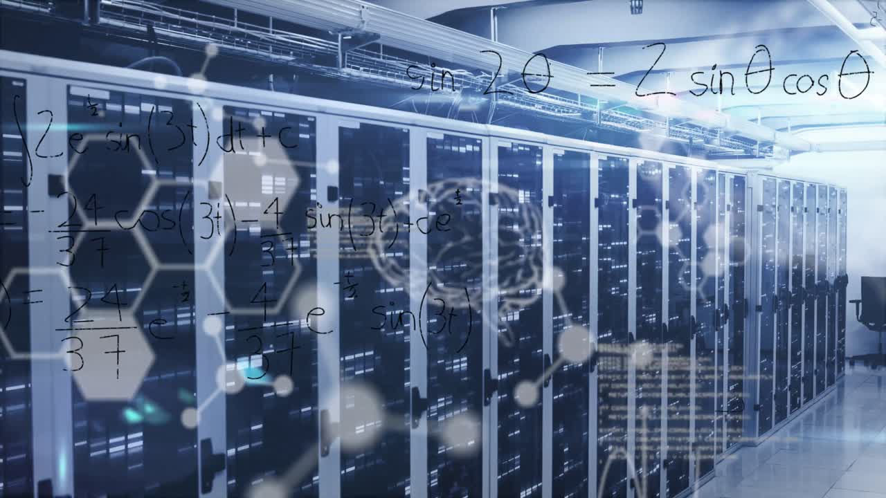 Animation of data processing over server room