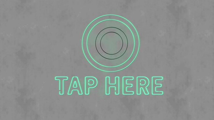 Animation of neon tap here text over textured background
