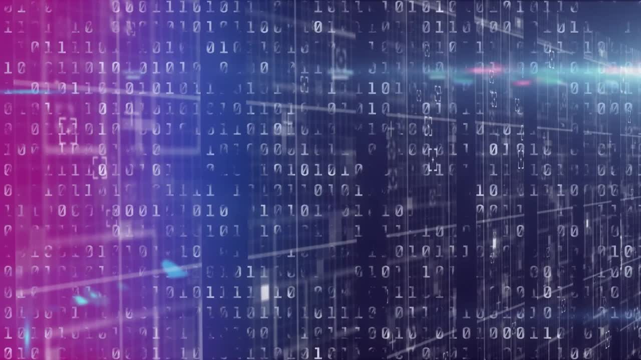 animación del procesamiento de datos sobre columnas móviles sobre fondo negro