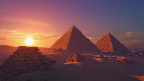 pyramids at sunset