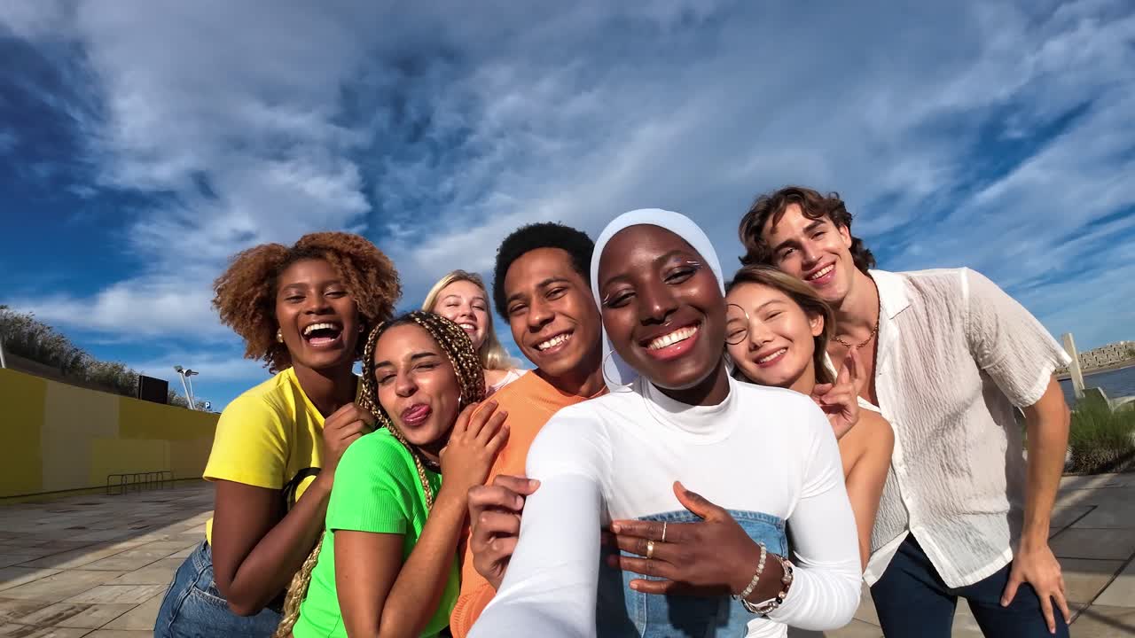 Group of Diverse Young Adults Taking a Selfie