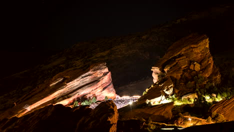 exterior time lapse of a concert taking place at the red rocks amphitheatre in colorado