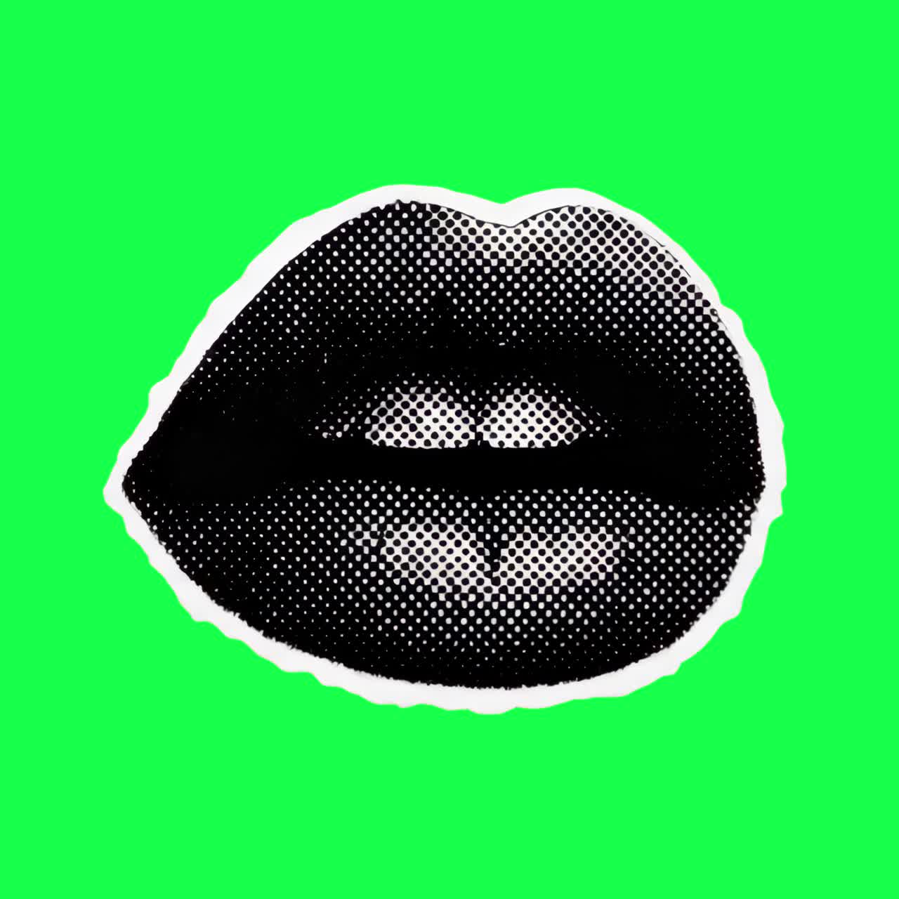 Animazione labbra pop art, video 4K trasparente, green screen.