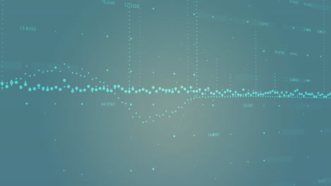 animación de puntos que forman gráficos con números cambiantes contra un fondo azul