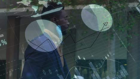 Animation-of-data-processing-over-african-american-businessman-with-face-mask