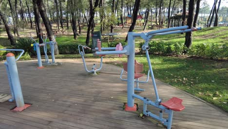 outdoor fitness park with exercise machines