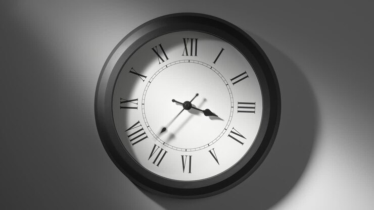 Latin Clock Face in Time Lapse on White Wall