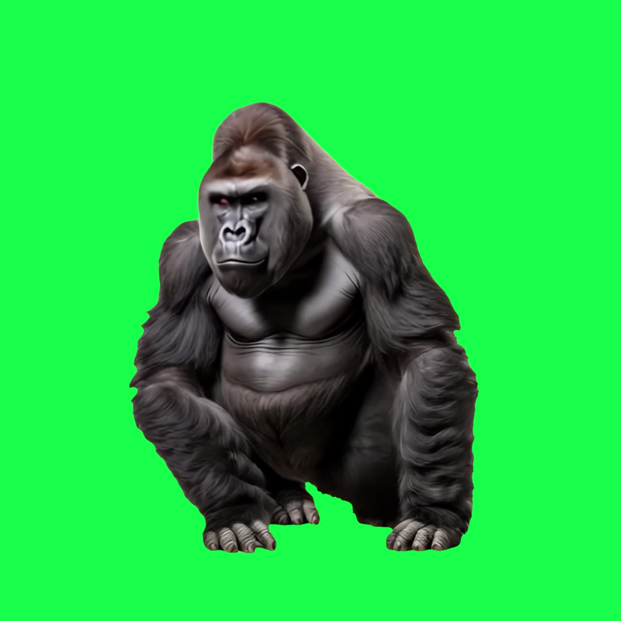 Animazione di gorilla maestosi, video 4K trasparente, green screen
