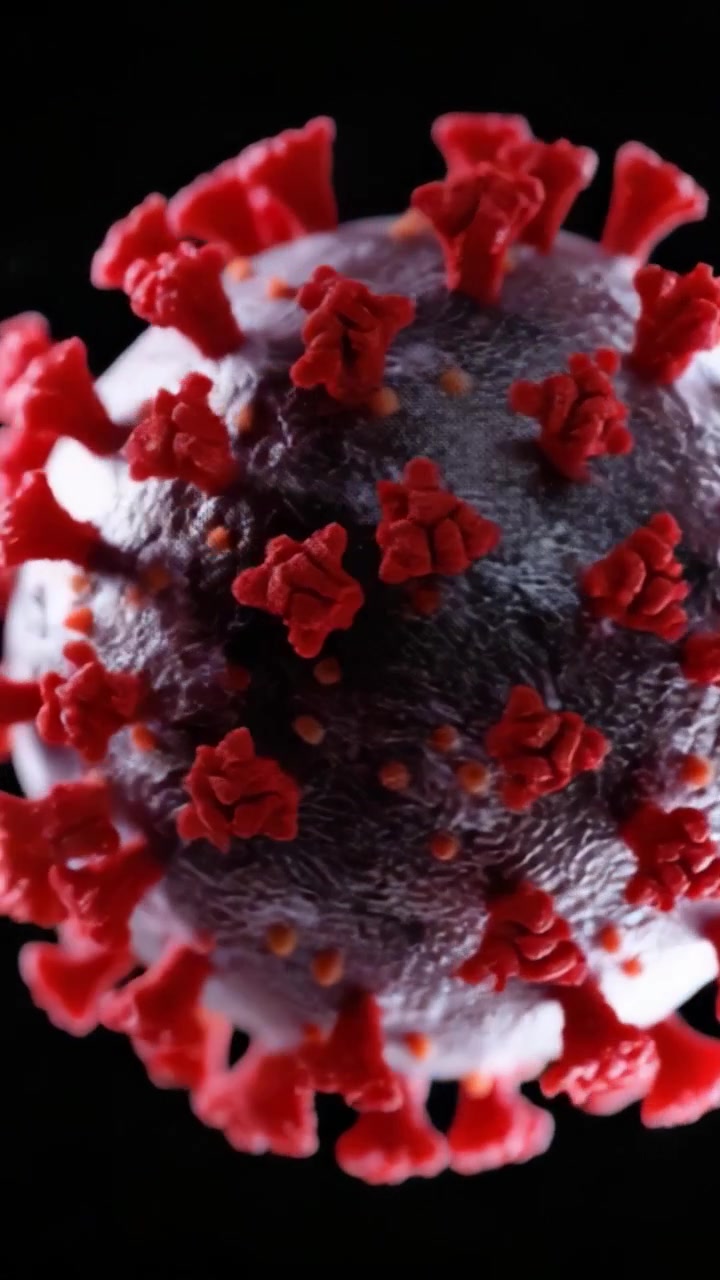 Primo piano dettagliato della struttura di un virus che rivela le sue caratteristiche superficiali appuntite, essenziale per comprendere la meccanica virale e le dinamiche di trasmissione delle malattie.