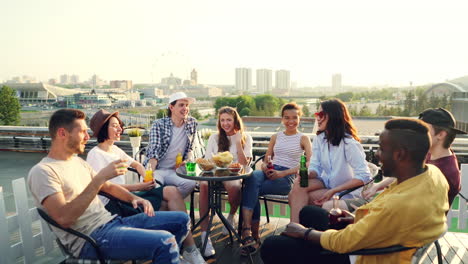friends enjoying a rooftop party